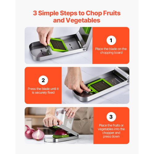 Vegetable Chopper Food Veggie Cutter with 3 Stainless Steel Blades Onion