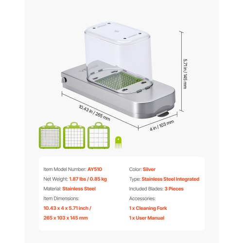 Vegetable Chopper Food Veggie Cutter with 3 Stainless Steel Blades Onion