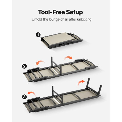 Outdoor Chaise Lounge Chair 400 lbs Weight Capacity Foldable Sun Tanning