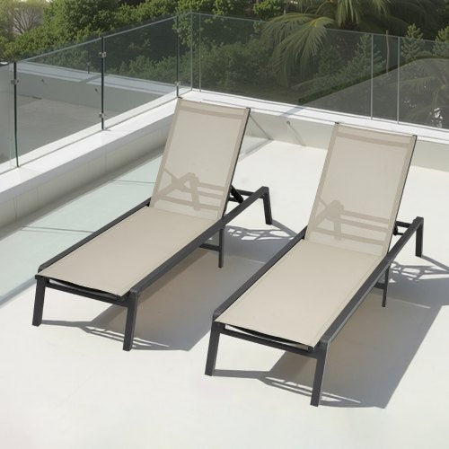 Outdoor Chaise Lounge Chair 400 lbs Weight Capacity Foldable Sun Tanning