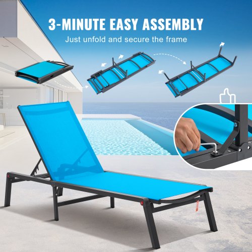 Chaise Lounge Chair Outdoor Patio Lounge Chair with Adjustable 5Position –
