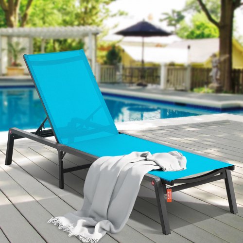 Chaise Lounge Chair Outdoor Patio Lounge Chair with Adjustable 5Position –