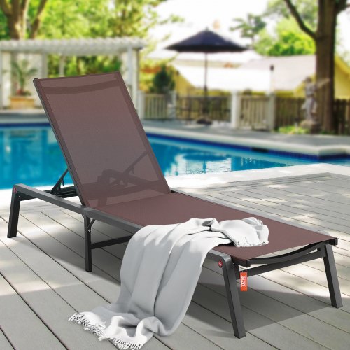 Chaise Lounge Chair Outdoor Patio Lounge Chair with Adjustable 5Position –