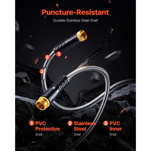 Metal Garden Hose 25 ft Rust Proof Stainless Steel Water Hose Heavy Duty