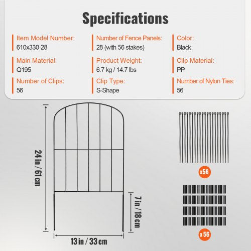 Garden Fence 24inH x30ftL Animal Barrier Fence Underground Decorative