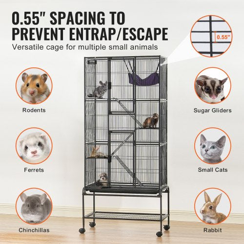 69" Rolling Metal Ferret Cage Large 4 Tier Cage Small