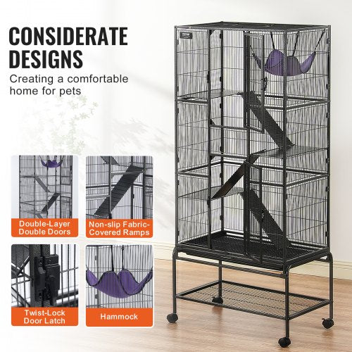 69" Rolling Metal Ferret Cage Large 4 Tier Cage Small
