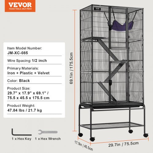 69" Rolling Metal Ferret Cage Large 4 Tier Cage Small