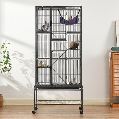 69" Rolling Metal Ferret Cage Large 4 Tier Cage Small