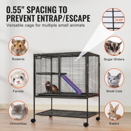 36" Rolling Metal Ferret Cage Large 2 Tier Cage Small
