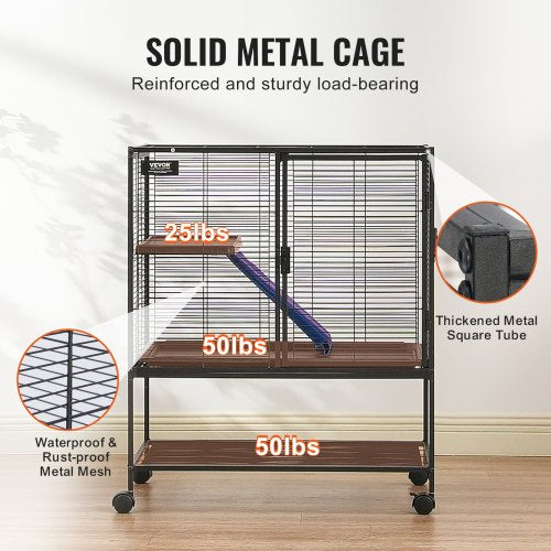 36" Rolling Metal Ferret Cage Large 2 Tier Cage Small