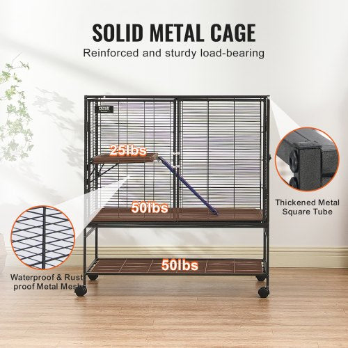39 Metal Small Animal Cage 2Tier Rolling Ferret Cage with Tray A Ramp – 2 INCH