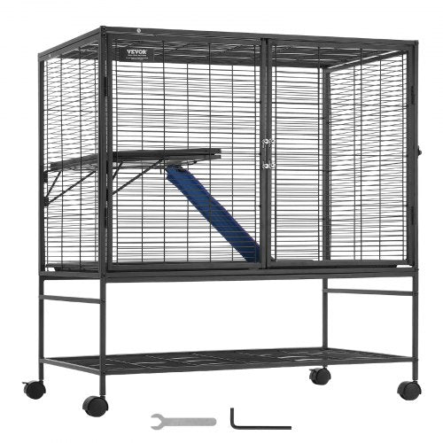 39 Metal Small Animal Cage 2Tier Rolling Ferret Cage with Tray A Ramp – 2 INCH