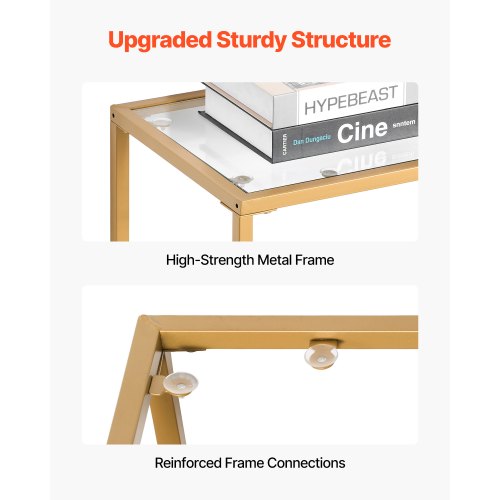 3Tier Glass Console Table Modern Rectangle Sofa Side Table with Tempered
