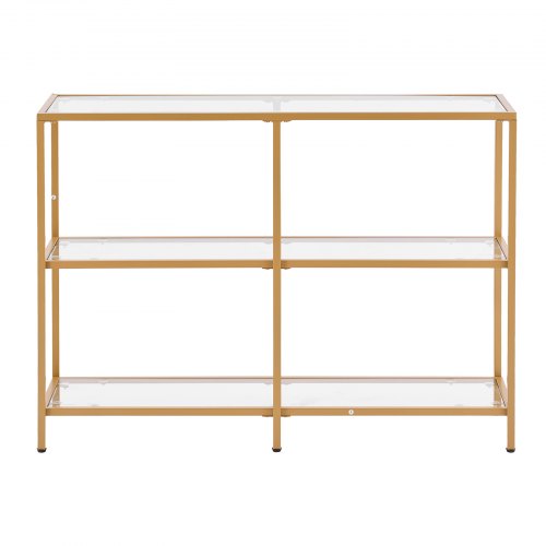 3Tier Glass Console Table Modern Rectangle Sofa Side Table with Tempered
