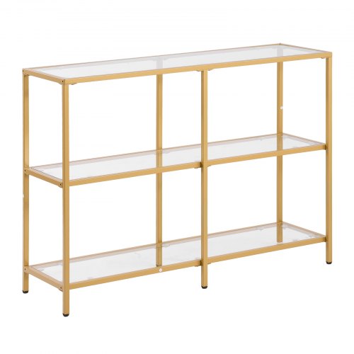 3Tier Glass Console Table Modern Rectangle Sofa Side Table with Tempered