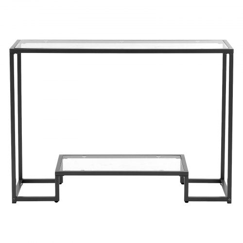 2Tier Glass Console Table Modern Rectangle Sofa Side Table with Tempered