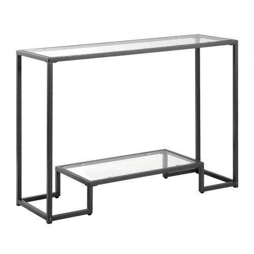 2Tier Glass Console Table Modern Rectangle Sofa Side Table with Tempered