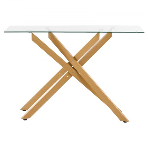 Glass Coffee Table Modern Rectangle Sofa Side Table with Tempered Glass Top