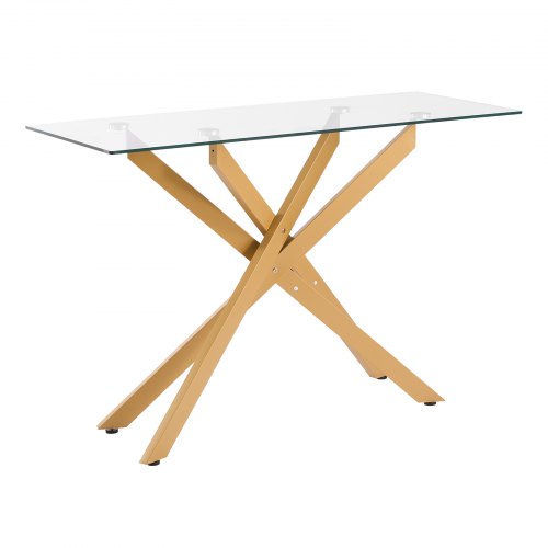 Glass Coffee Table Modern Rectangle Sofa Side Table with Tempered Glass Top