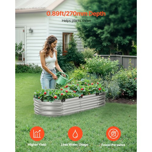 Metal Raised Garden Bed 4 x 2 x 1 ft Outdoor Galvanized Planter Box with Open