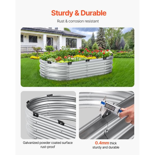 Metal Raised Garden Bed 4 x 2 x 1 ft Outdoor Galvanized Planter Box with Open