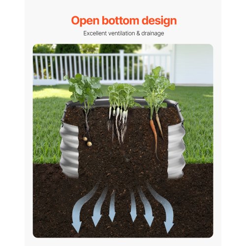 Metal Raised Garden Bed 4 x 2 x 1 ft Outdoor Galvanized Planter Box with Open