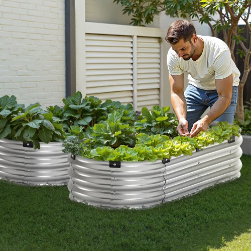 Metal Raised Garden Bed 4 x 2 x 1 ft Outdoor Galvanized Planter Box with Open