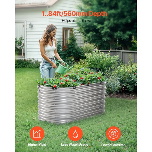 Metal Raised Garden Bed 4 x 2 x 2 ft Outdoor Galvanized Planter Box with Open