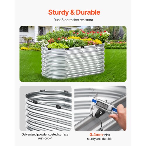Metal Raised Garden Bed 4 x 2 x 2 ft Outdoor Galvanized Planter Box with Open