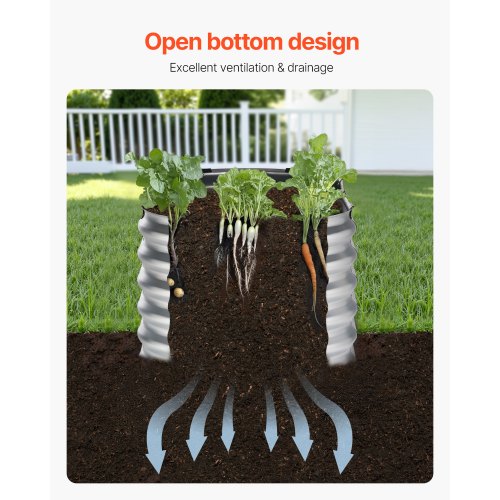 Metal Raised Garden Bed 4 x 2 x 2 ft Outdoor Galvanized Planter Box with Open