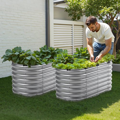 Metal Raised Garden Bed 4 x 2 x 2 ft Outdoor Galvanized Planter Box with Open
