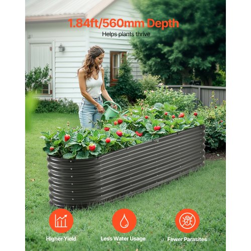 Metal Raised Garden Bed 8 x 2 x 2 ft Outdoor Galvanized Planter Box with Open