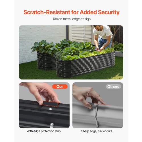 Metal Raised Garden Bed 8 x 2 x 2 ft Outdoor Galvanized Planter Box with Open