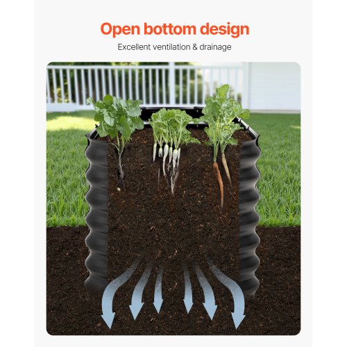 Metal Raised Garden Bed 8 x 2 x 2 ft Outdoor Galvanized Planter Box with Open