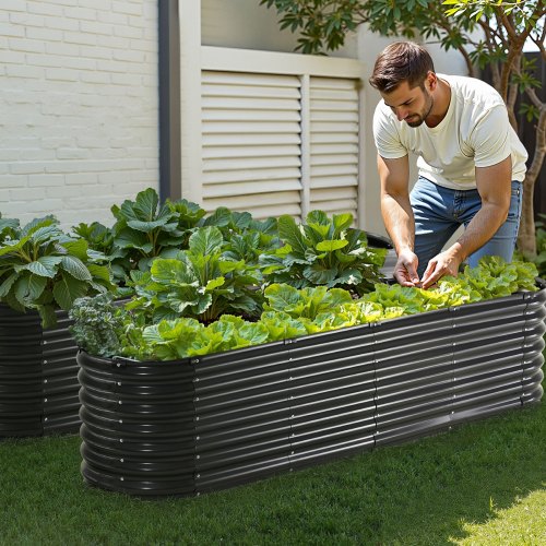 Metal Raised Garden Bed 8 x 2 x 2 ft Outdoor Galvanized Planter Box with Open