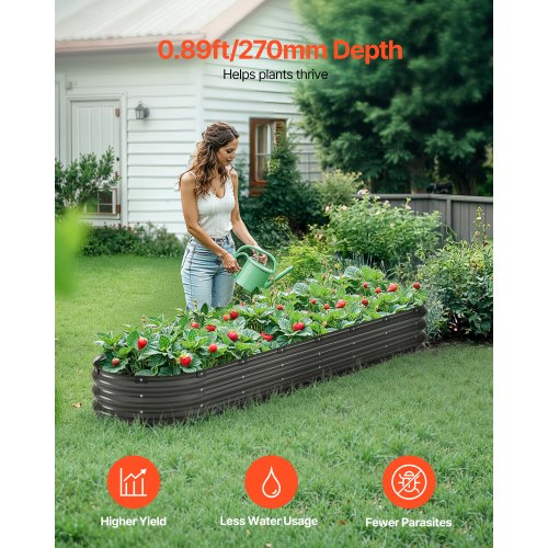 Metal Raised Garden Bed 8 x 2 x 1 ft Outdoor Galvanized Planter Box with Open