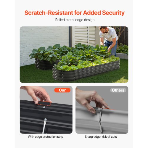 Metal Raised Garden Bed 8 x 2 x 1 ft Outdoor Galvanized Planter Box with Open