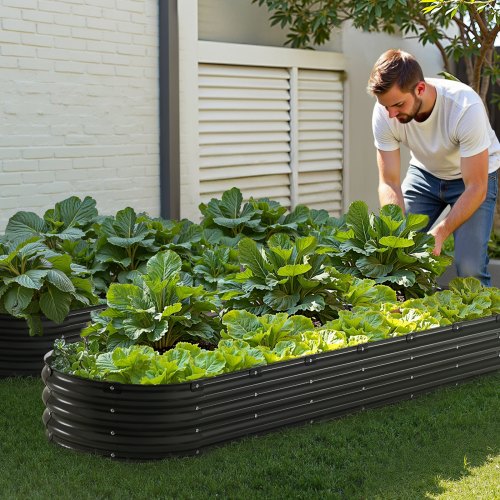 Metal Raised Garden Bed 8 x 2 x 1 ft Outdoor Galvanized Planter Box with Open