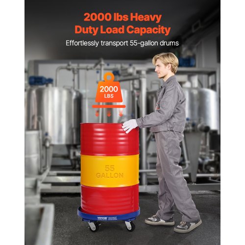55 Gallon Drum Dolly 2000 lbs Load Capacity HeavyDuty Barrel Dolly with Cross
