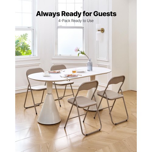 4 Pack Folding Chairs Foldable Leather Chairs with Heavy Duty Metal Frame