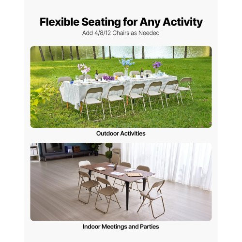 4 Pack Folding Chairs Foldable Leather Chairs with Heavy Duty Metal Frame