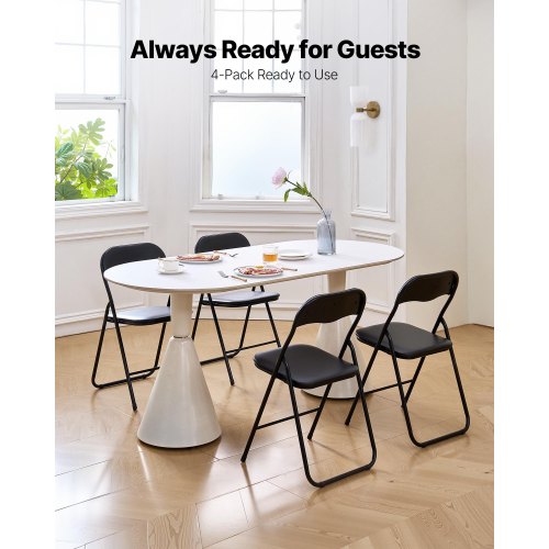 4 Pack Folding Chairs Foldable Leather Chairs with Heavy Duty Metal Frame 1