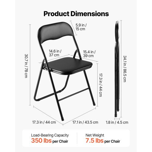 4 Pack Folding Chairs Foldable Leather Chairs with Heavy Duty Metal Frame 1