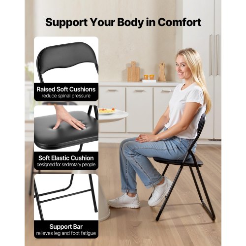 4 Pack Folding Chairs Foldable Leather Chairs with Heavy Duty Metal Frame 1