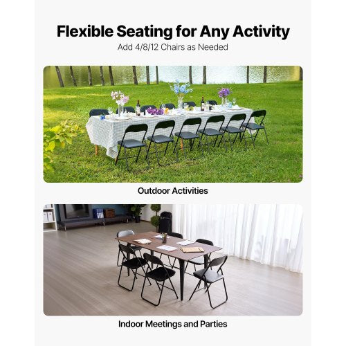 4 Pack Folding Chairs Foldable Leather Chairs with Heavy Duty Metal Frame 1