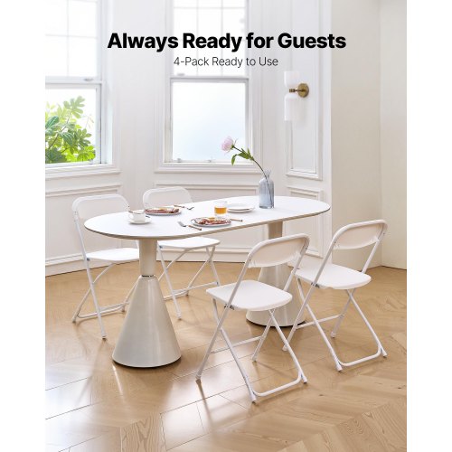 4 Pack Folding Chairs Foldable Plastic Chairs with Heavy Duty Metal Frame