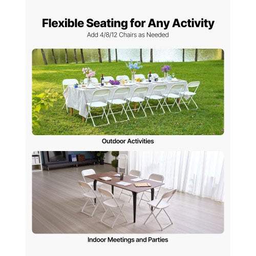 4 Pack Folding Chairs Foldable Plastic Chairs with Heavy Duty Metal Frame