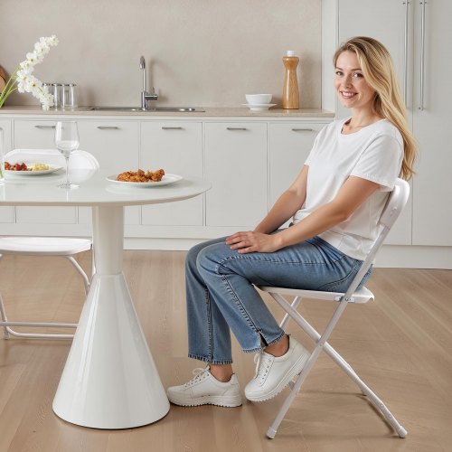 4 Pack Folding Chairs Foldable Plastic Chairs with Heavy Duty Metal Frame
