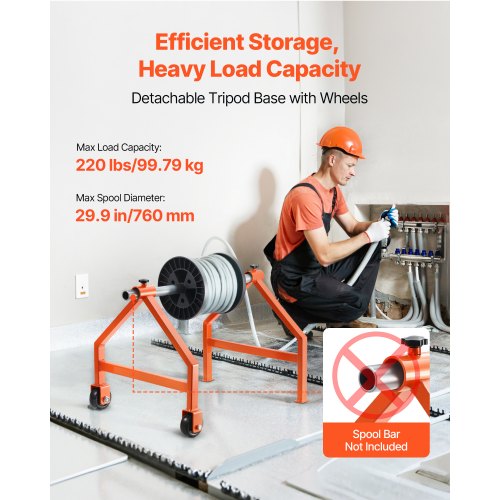 Wire Spool Rack 220 lbs Load Capacity Portable Cable Caddy Moveable Wire
